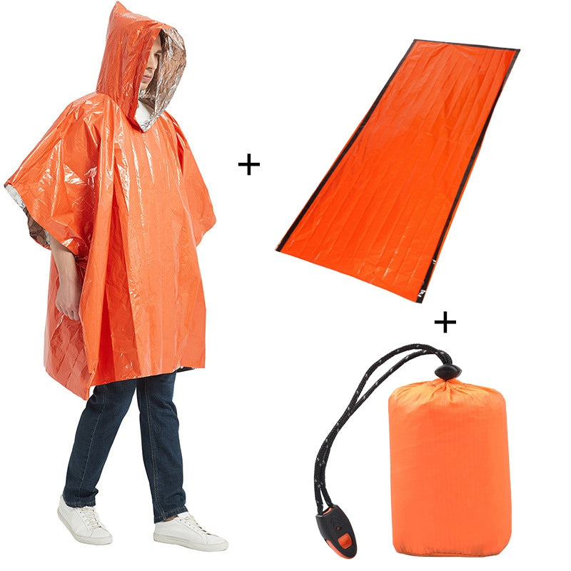 Outdoor Hiking Through Warm Aluminum Film Emergency Raincoat