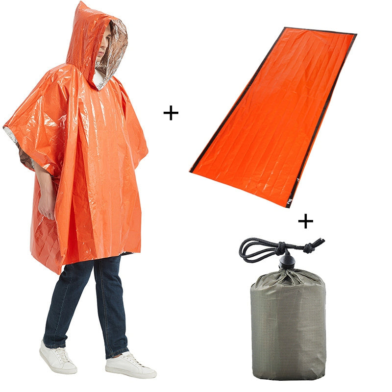 Outdoor Hiking Through Warm Aluminum Film Emergency Raincoat