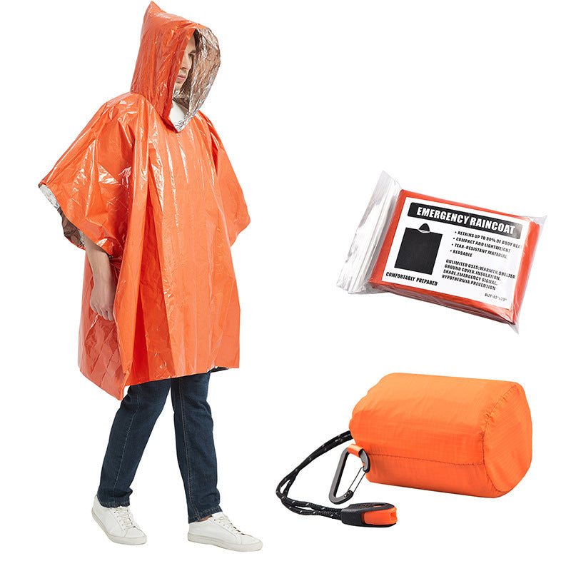 Outdoor Hiking Through Warm Aluminum Film Emergency Raincoat