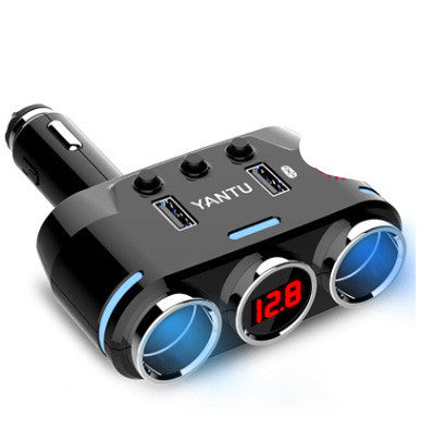 Multifunctional One-to-two Digital Display Car Charger