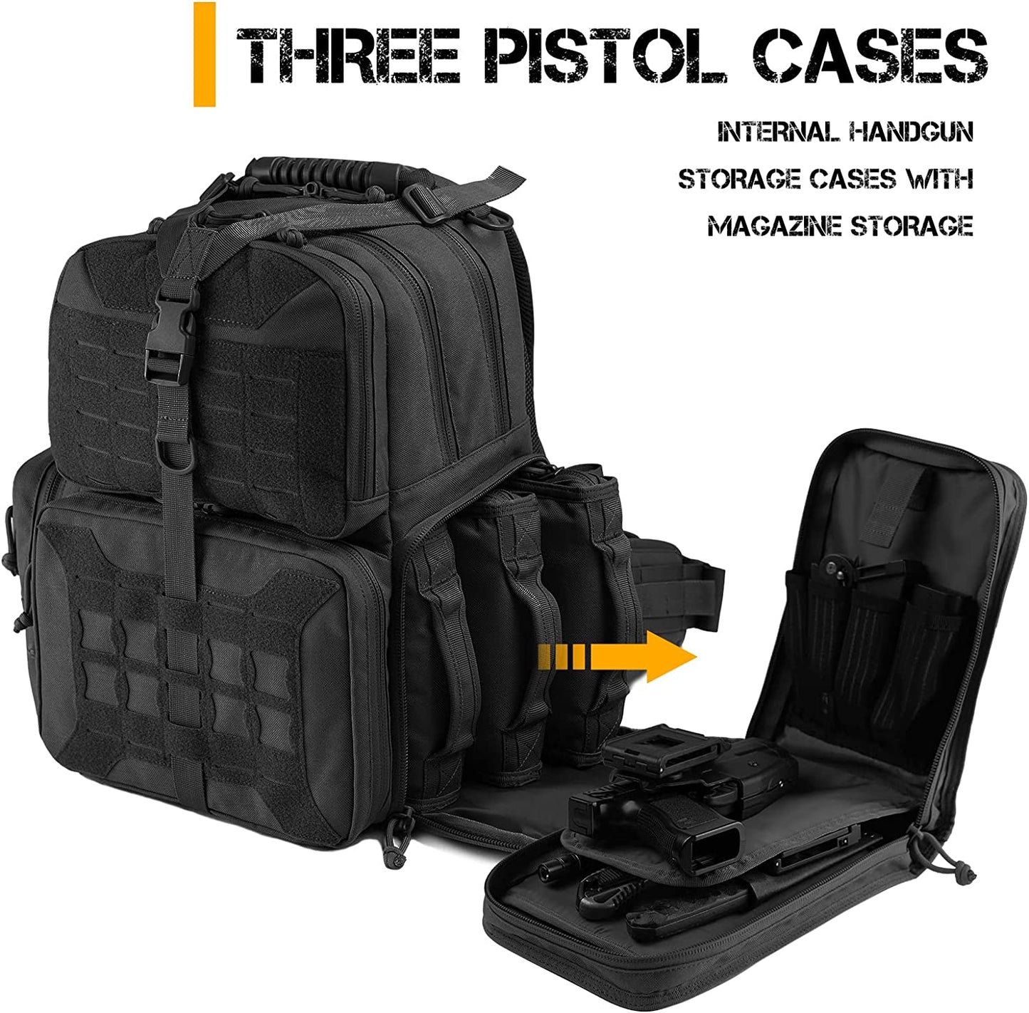Tactical Range Backpack Bag, VOTAGOO  Activity Bag , 3 Pistol Carrying Case