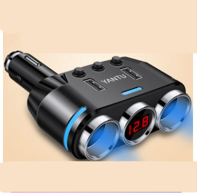 Multifunctional One-to-two Digital Display Car Charger