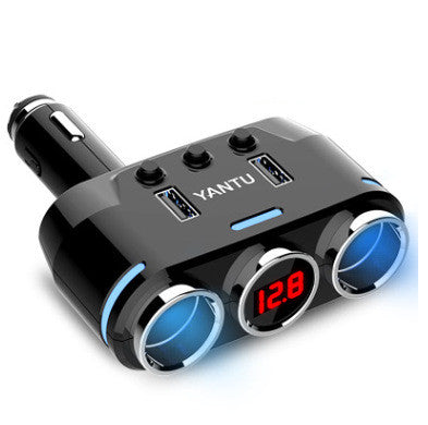 Multifunctional One-to-two Digital Display Car Charger